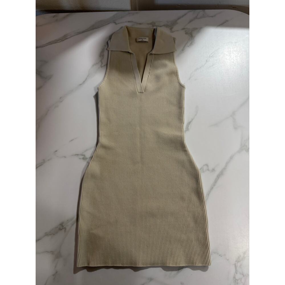 Aritzia Babaton Women's XS Beige Cream Bodycon Collared Polo Dress